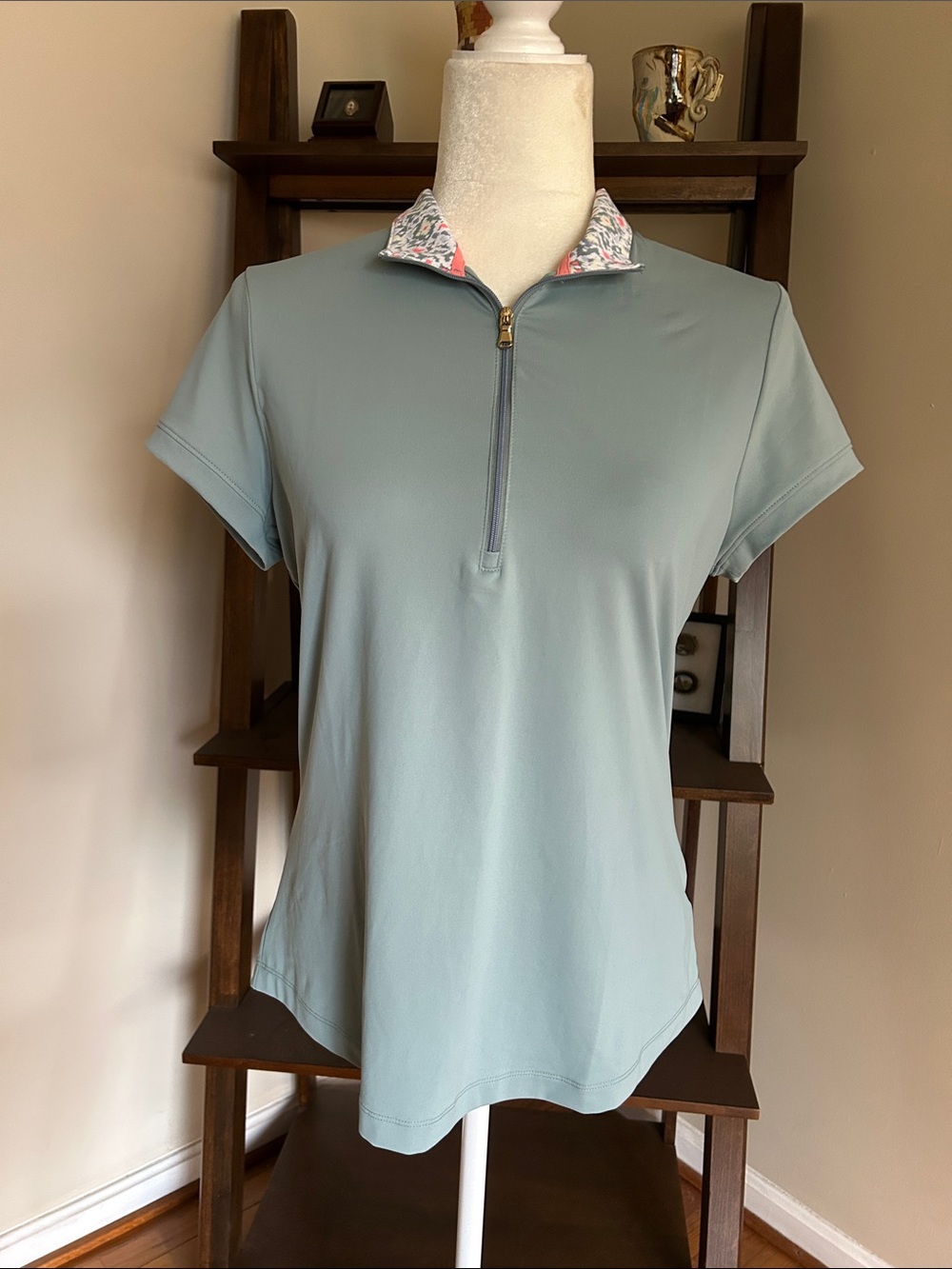 Fairway & Greene Sage Short-Sleeve Half-Zip Polo Golf Shirt